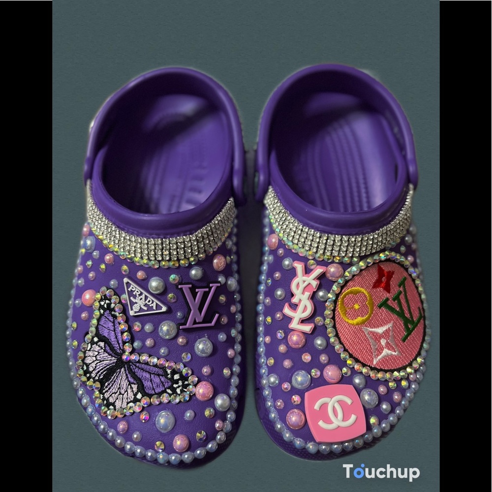 Purple Blinged out Crocs